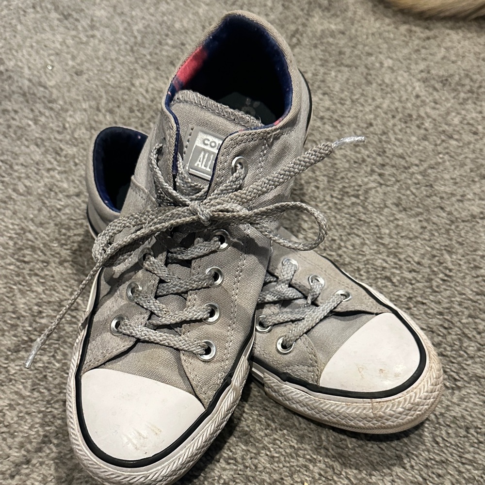 Converse Kids Gray Canvas Low-Top Sneakers with White Toe